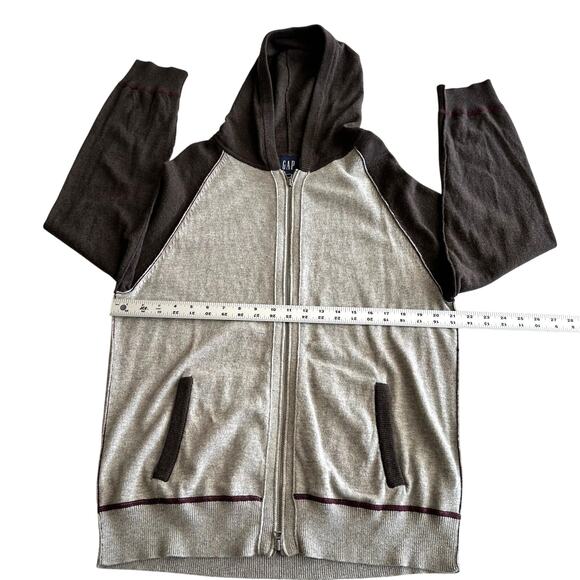 Gap EUC Y2K Wool Cotton Blend Full Zip Baseball Hoodie Gray Plum Cardigan L - Picture 9 of 9